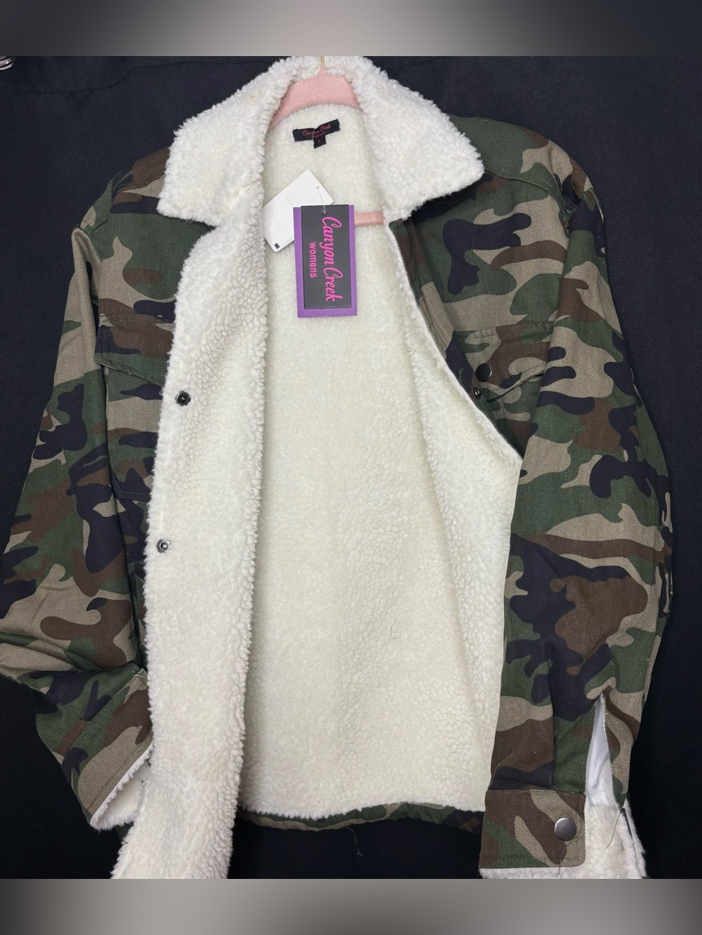 Canyon Creek Women's Camouflage Sherpa-Lined Jacket - White Sherpa